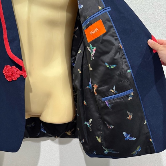 TALLIA Blazer Men 46R Navy Blue Pankou Chinese Traditional Knotted Frog Buttons - Picture 7 of 15